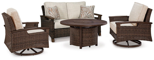 Paradise Trail Outdoor Loveseat, Lounge Chairs and Fire Pit Table - Orlando Furniture Outlet (Casselberry,FL)
