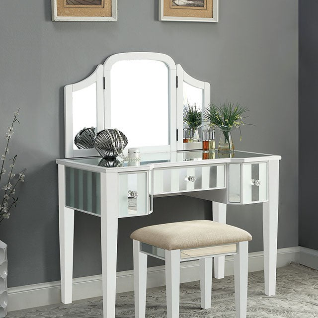 Cyndi White Vanity w/ Stool