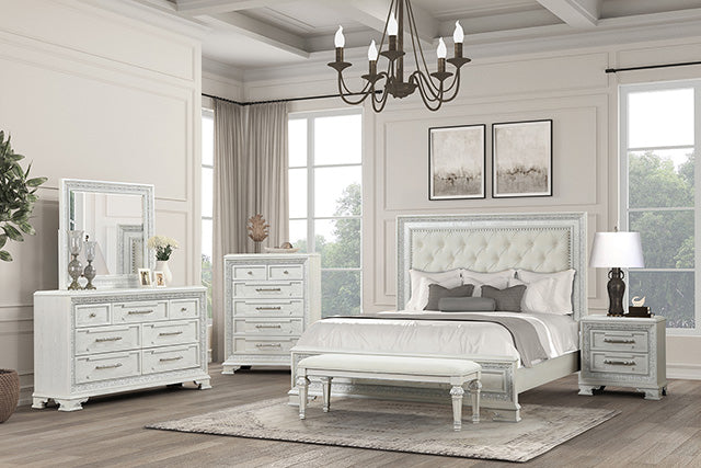 Stella Mia E.King & Queen Bed White & White - Orlando Furniture Outlet (Casselberry,FL)