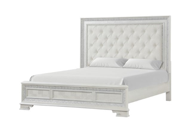 Stella Mia E.King & Queen Bed White & White - Orlando Furniture Outlet (Casselberry,FL)