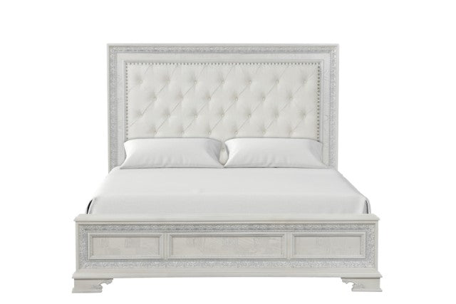 Stella Mia E.King & Queen Bed White & White - Orlando Furniture Outlet (Casselberry,FL)