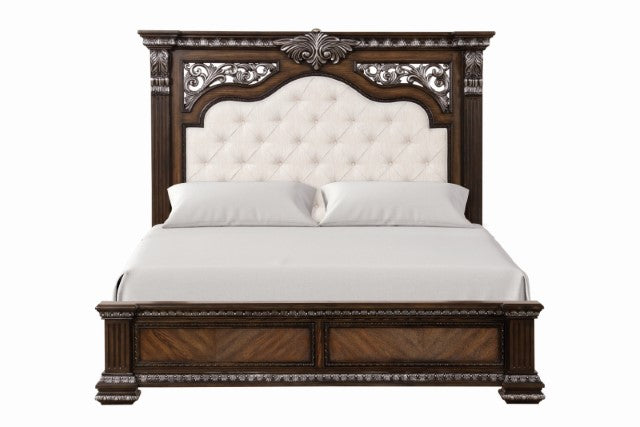 Promenade E.King & Queen Bed Brown & White - Orlando Furniture Outlet (Casselberry,FL)