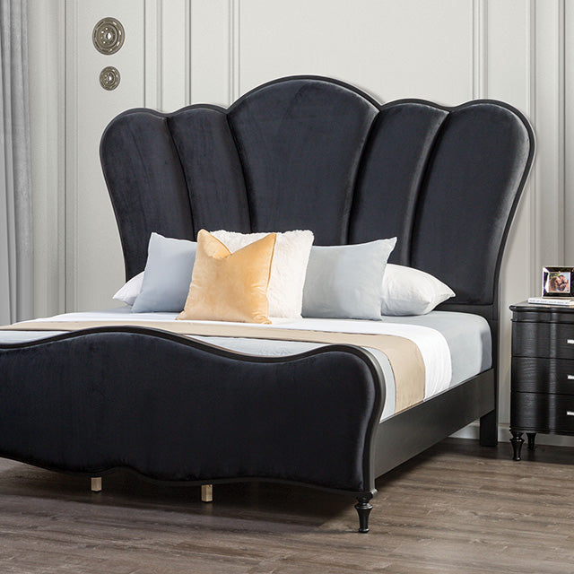 Melodi Parc E.King & Queen Bed Black & Silver - Orlando Furniture Outlet (Casselberry,FL)